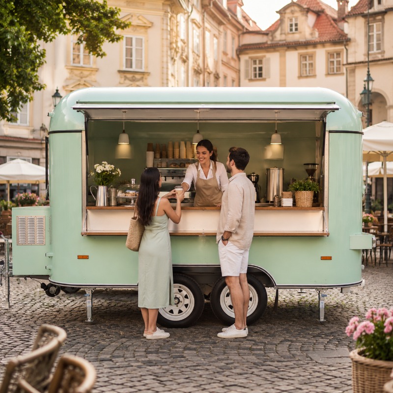 Truk Makanan Mobile dengan Dap - Coffee Van Equipment ulasan dan harga
